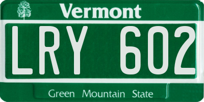 VT license plate LRY602