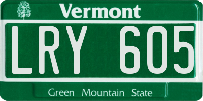 VT license plate LRY605