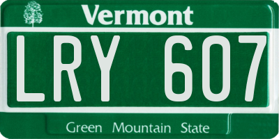 VT license plate LRY607