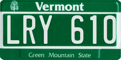 VT license plate LRY610