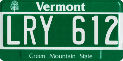 VT license plate LRY612