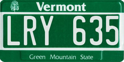 VT license plate LRY635