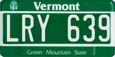 VT license plate LRY639