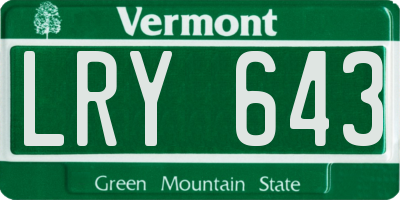 VT license plate LRY643