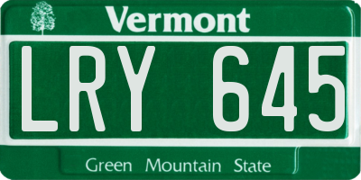 VT license plate LRY645