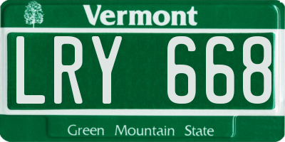 VT license plate LRY668