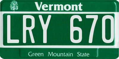 VT license plate LRY670