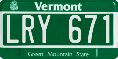 VT license plate LRY671