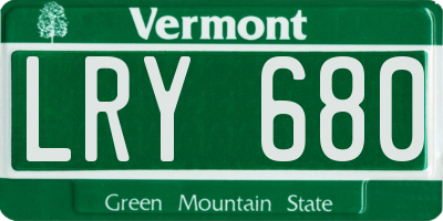 VT license plate LRY680