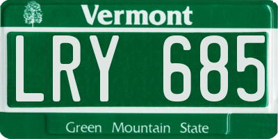 VT license plate LRY685
