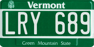 VT license plate LRY689
