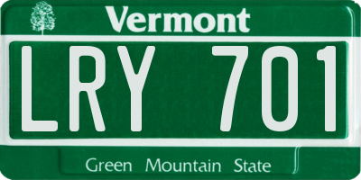 VT license plate LRY701
