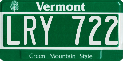 VT license plate LRY722