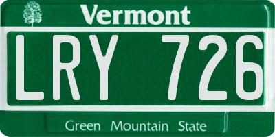 VT license plate LRY726