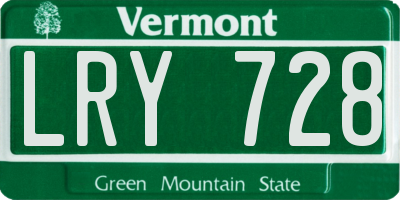 VT license plate LRY728