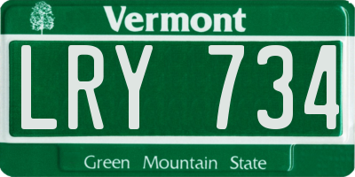VT license plate LRY734