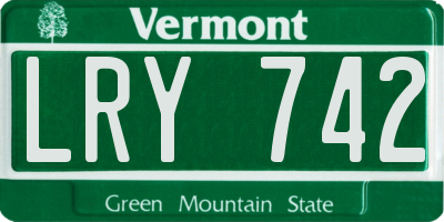 VT license plate LRY742