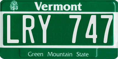 VT license plate LRY747