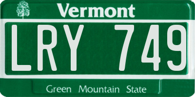 VT license plate LRY749