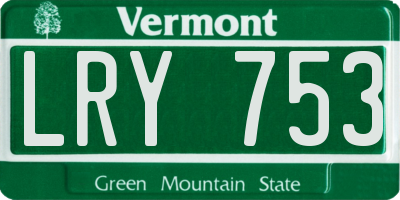 VT license plate LRY753