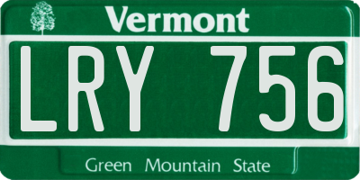 VT license plate LRY756