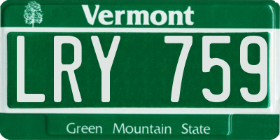 VT license plate LRY759