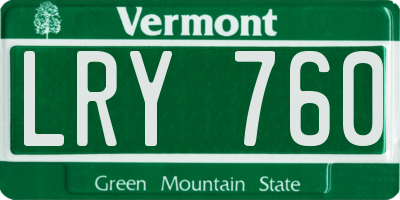 VT license plate LRY760