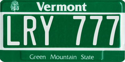 VT license plate LRY777