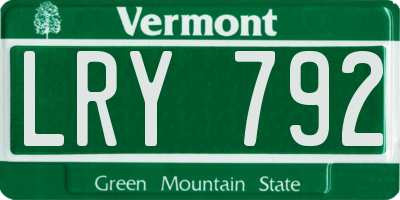 VT license plate LRY792