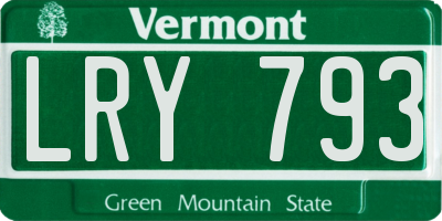 VT license plate LRY793