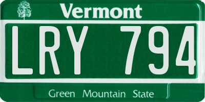 VT license plate LRY794