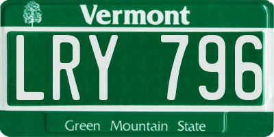 VT license plate LRY796