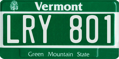 VT license plate LRY801