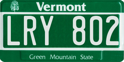 VT license plate LRY802
