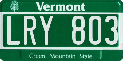 VT license plate LRY803