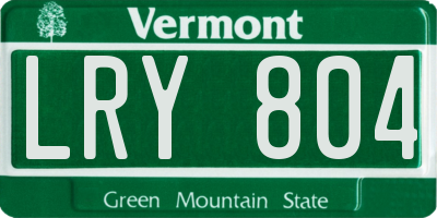 VT license plate LRY804