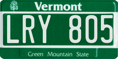 VT license plate LRY805