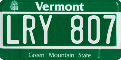 VT license plate LRY807