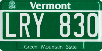 VT license plate LRY830