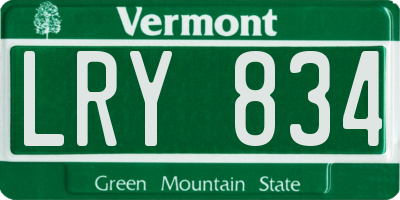 VT license plate LRY834