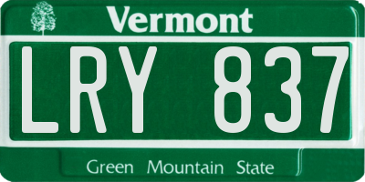 VT license plate LRY837