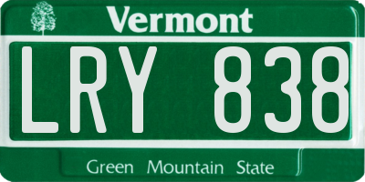 VT license plate LRY838