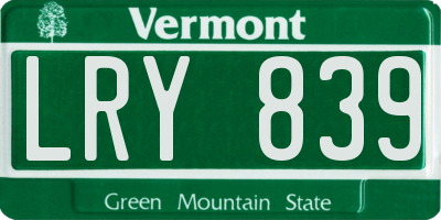 VT license plate LRY839