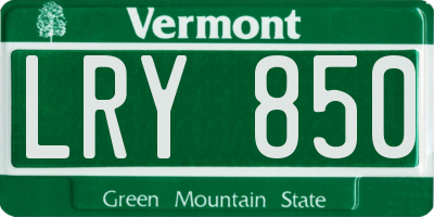 VT license plate LRY850