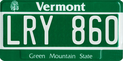 VT license plate LRY860