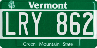 VT license plate LRY862