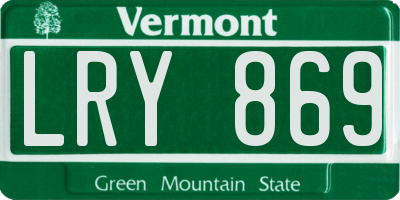VT license plate LRY869