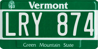 VT license plate LRY874