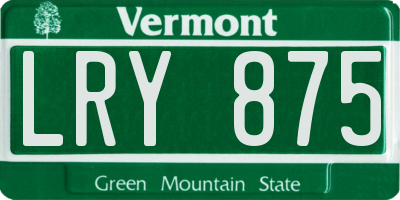VT license plate LRY875