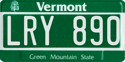 VT license plate LRY890